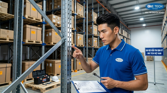 Bảo trì kệ drive in Đồng Nai kiểm tra chân trụ và ray pallet