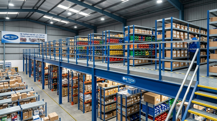 Kệ mezzanine kết hợp kệ kho Kệ mezzanine kết hợp kệ kho bên trên tầng sàn
