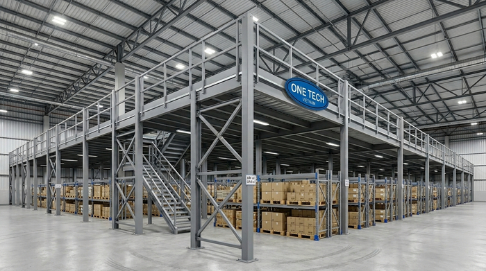 Kệ sàn mezzanine hoàn thiện trong kho Kệ sàn mezzanine hoàn thiện trong kho tại khu công nghiệp