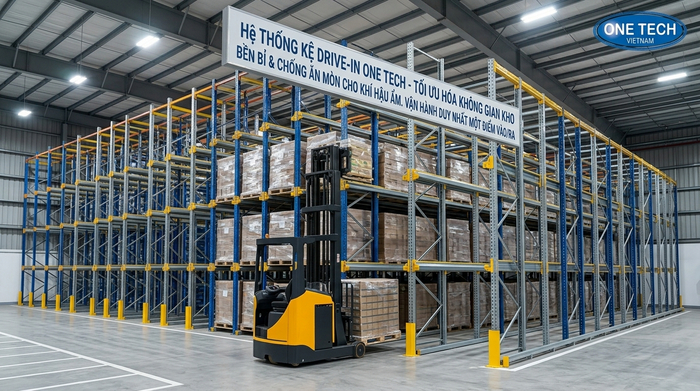 Kệ drive in nhập xuất một đầu cho kho Đồng Nai