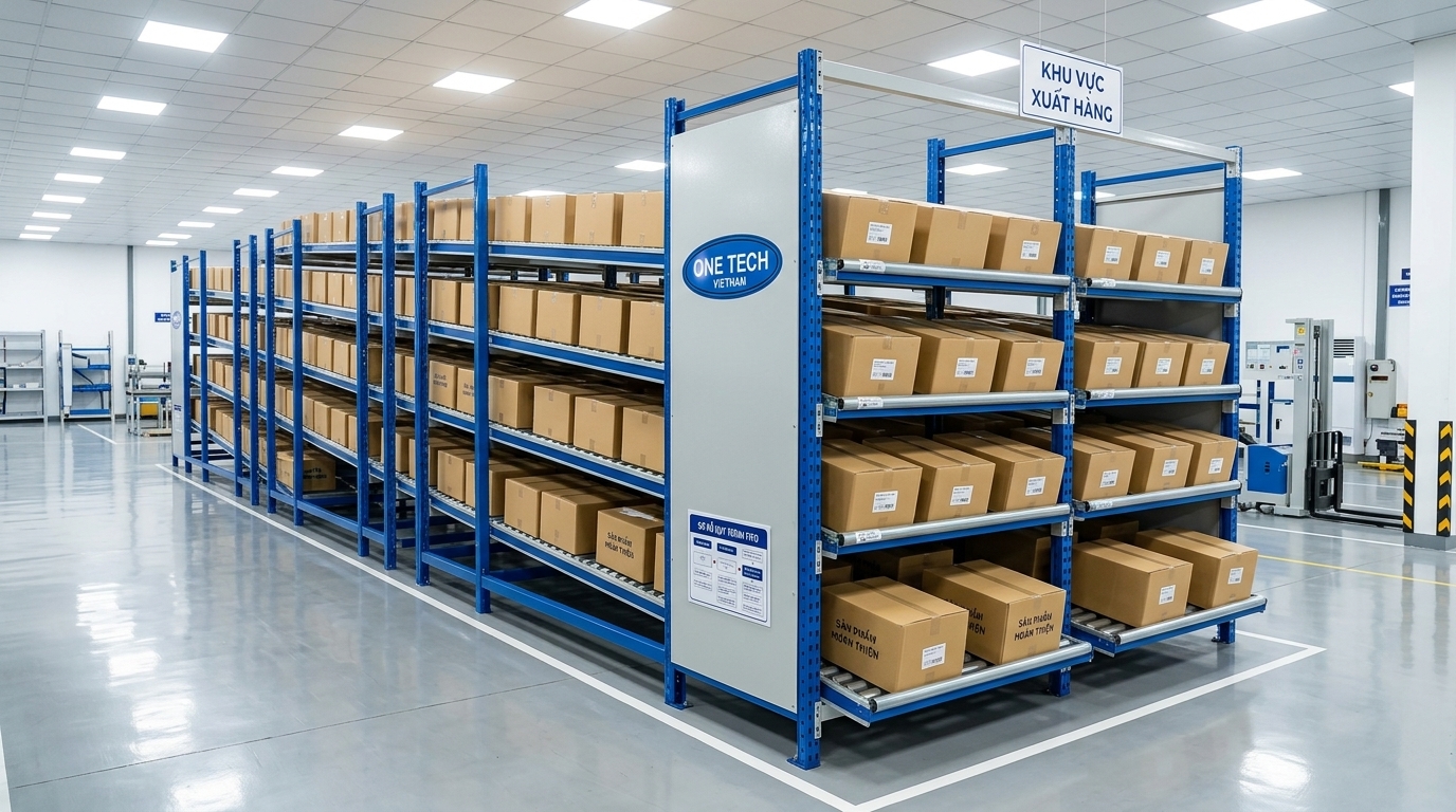 Kệ Flow racks Đồng Nai ứng dụng trong kho FIFO