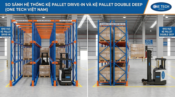 So sánh kệ pallet Drive In và Double Deep tại Đồng Nai