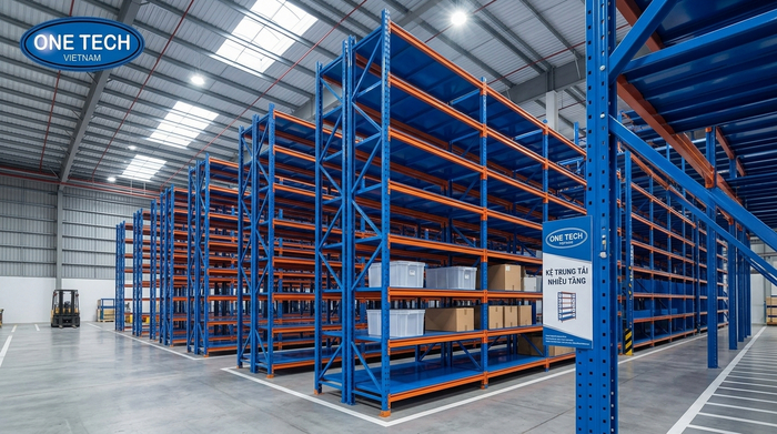 Kệ trung tải nhiều tầng cho kho trần cao