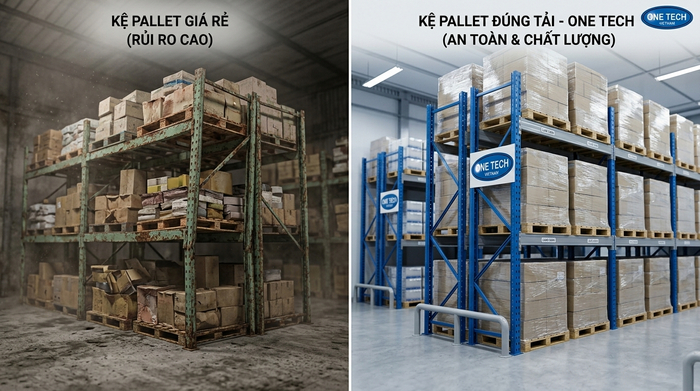 So sánh kệ pallet giá rẻ Đồng Nai và kệ pallet đúng tải