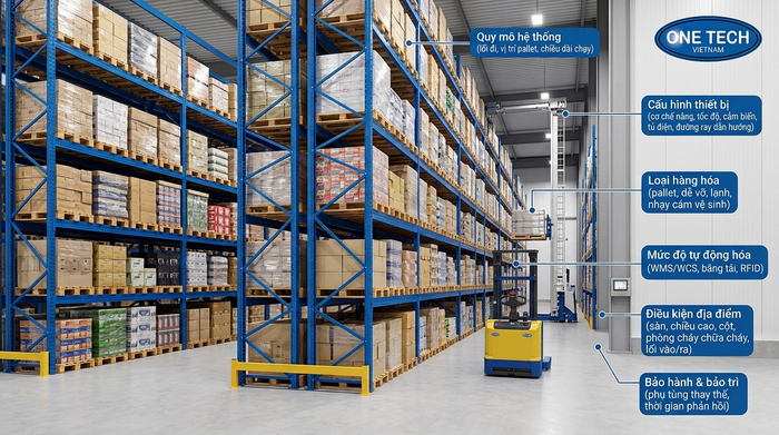 Các yếu tố ảnh hưởng đến báo giá Stacker-Crane Đồng Nai Báo giá Stacker-Crane Đồng Nai theo cấu hình kho