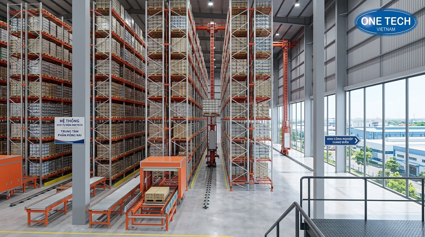 Kệ kho ASRS Đồng Nai cho kho công nghiệp tự động Mô phỏng kệ kho ASRS Đồng Nai trong kho công nghiệp cao tầng