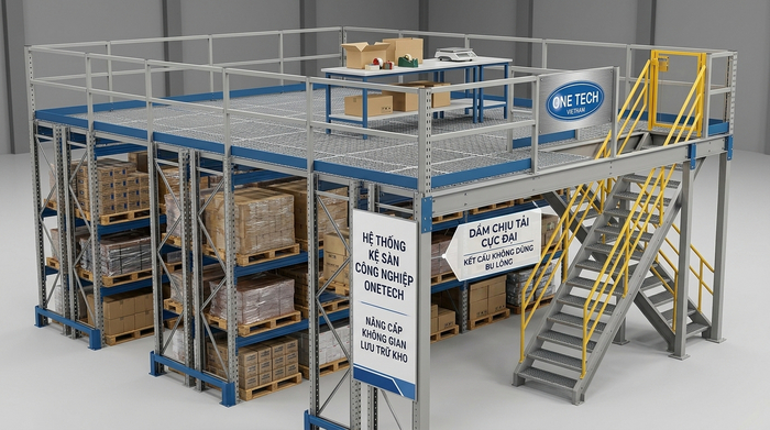 Kệ mezzanine công nghiệp mở rộng không gian Sàn kệ mezzanine công nghiệp mở rộng không gian nhà máy