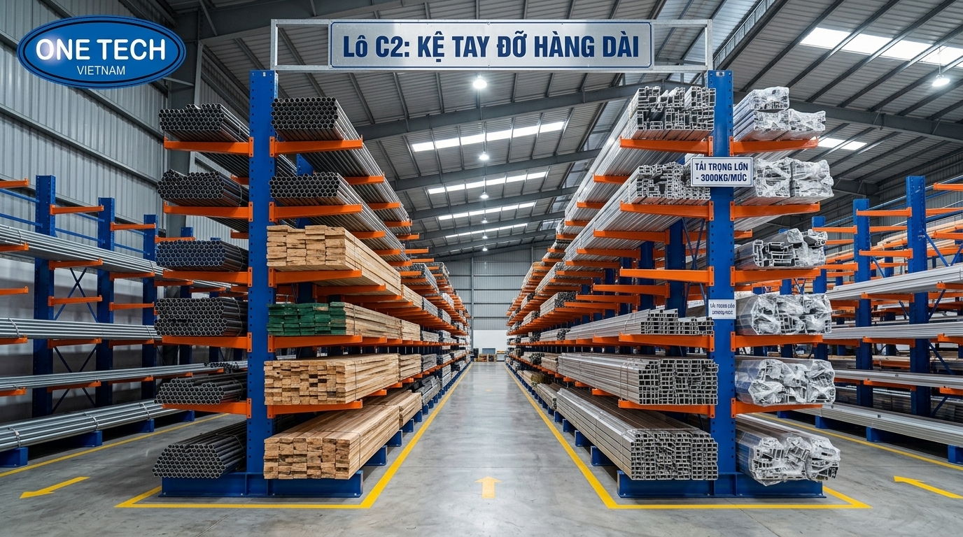 Cấu tạo kệ tay đỡ Đồng Nai dùng cho kho hàng dài và cồng kềnh