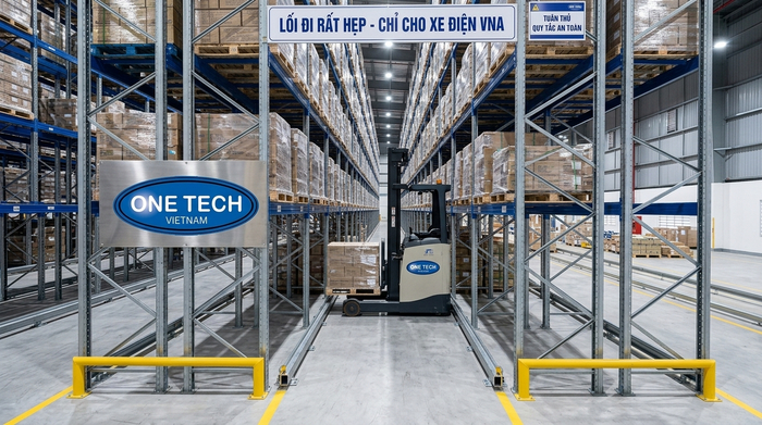 Ray dẫn hướng xe nâng cho Kệ VNA Ray dẫn hướng xe nâng cho Kệ VNA trong kho lối đi hẹp