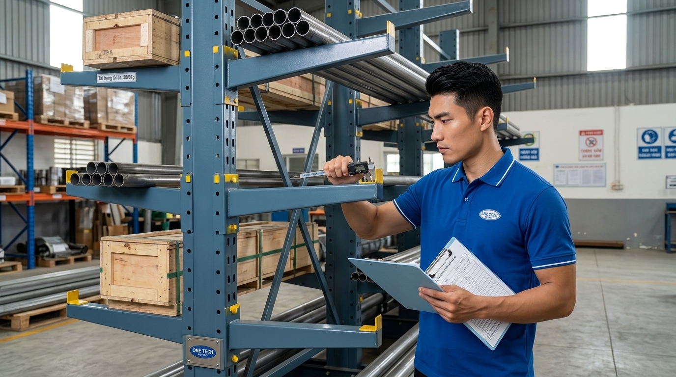 Kiểm tra tải trọng kệ cantilever trước khi đưa vào sử dụng tại Đồng Nai