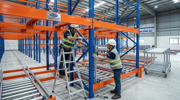 Lắp đặt kệ Push Back tại kho hàng Đồng Nai Thi công lắp đặt kệ Push Back tại kho hàng Đồng Nai
