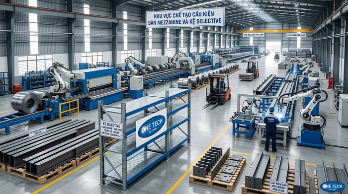 Nhà máy sản xuất kệ kho hàng OneTech quy mô lớn Nhà máy sản xuất kệ kho hàng OneTech quy mô lớn