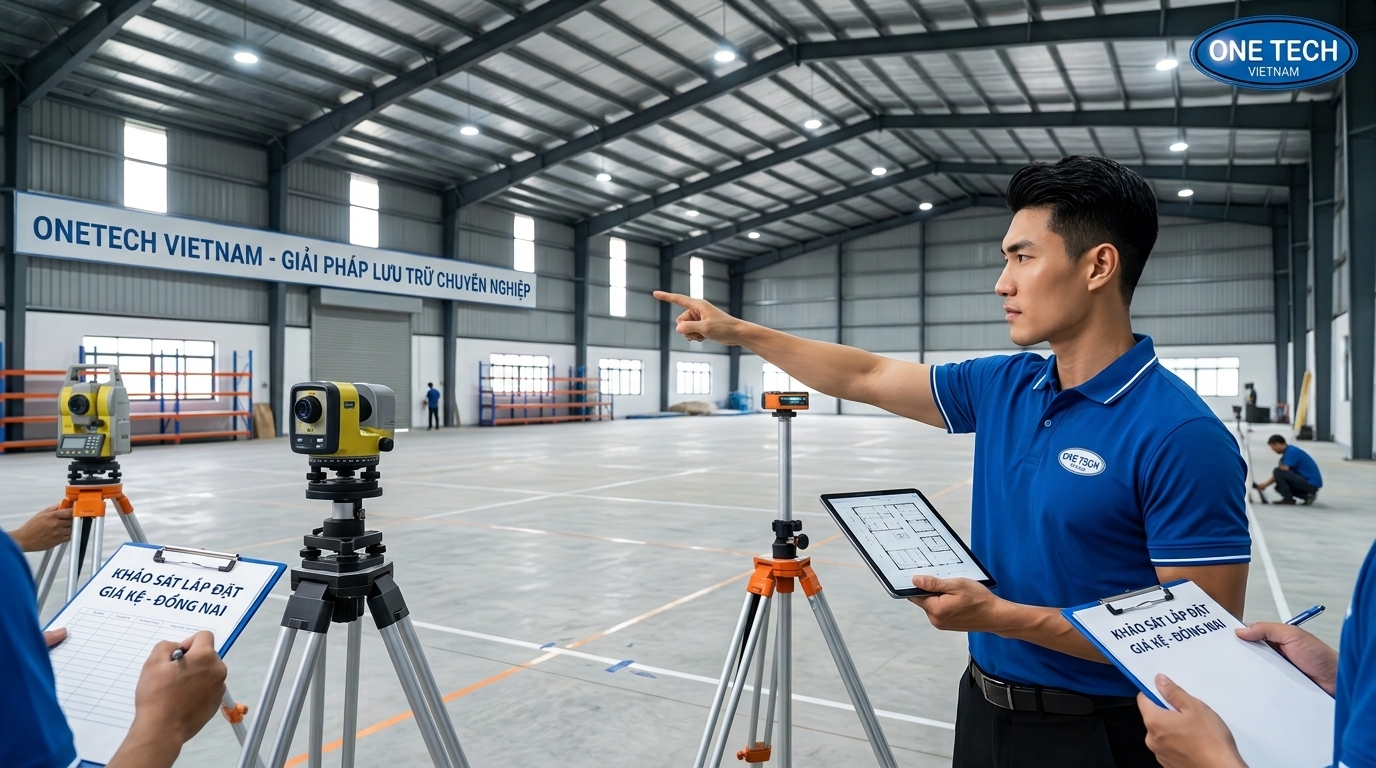 Khảo sát mặt bằng trước khi lắp kệ tay đỡ Đồng Nai