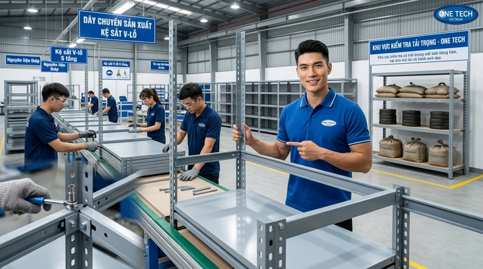 Báo giá kệ sắt v lỗ Đồng Nai trực tiếp từ nhà máy Dây chuyền sản xuất kệ sắt v lỗ tại nhà máy OneTech