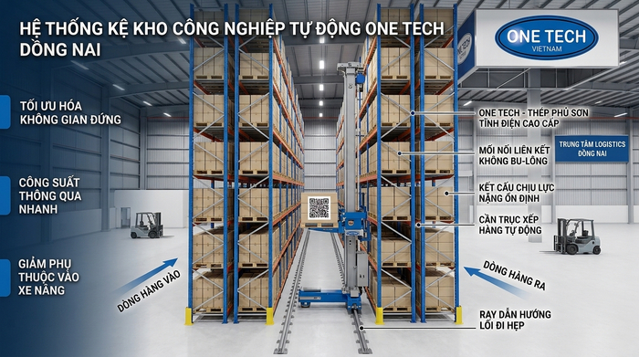 Nguyên lý vận hành Stacker-Crane trong kho công nghiệp Sơ đồ hoạt động của Stacker-Crane trong kho công nghiệp Đồng Nai