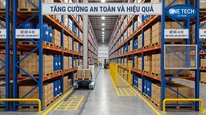 Giảm rủi ro va chạm trong kho bằng Stacker-Crane Stacker-Crane giảm va chạm xe nâng trong kho công nghiệp