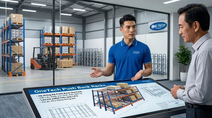 Tư vấn Kệ Push Back Đồng Nai tại Kệ kho hàng Đồng Nai Tư vấn thiết kế Kệ Push Back Đồng Nai bởi Kệ kho hàng Đồng Nai thuộc OneTech