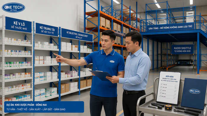 Bàn giao hệ thống kệ kho dược phẩm Đồng Nai sau lắp đặt