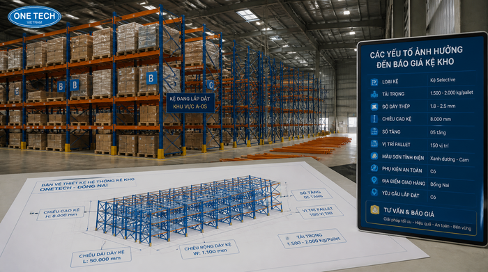 Báo giá kệ kho logistics Đồng Nai theo bản vẽ thiết kế và tải trọng pallet