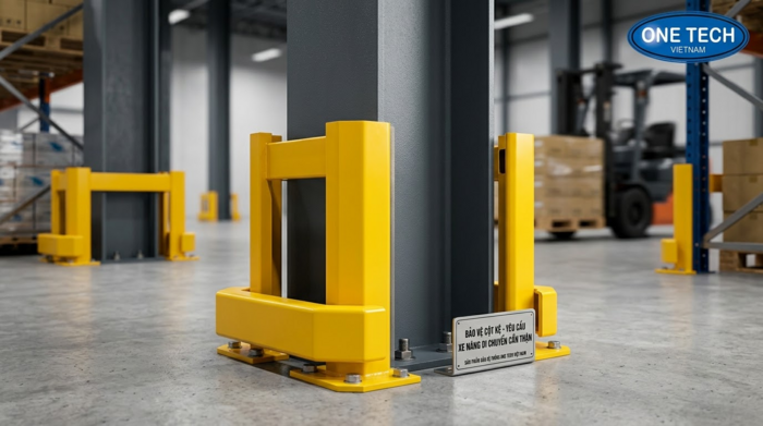 Phụ kiện bảo vệ chân kệ giúp tăng an toàn kho hàng Bảo vệ chân kệ kho tại khu vực xe nâng hoạt động