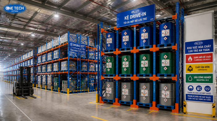 Kệ Double Deep và Drive In cho kho hóa chất Kệ Double Deep và Drive In tối ưu mật độ lưu trữ hóa chất