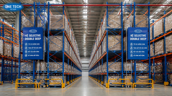 Kệ Double Deep tối ưu mật độ lưu trữ cho kho logistics tại Đồng Nai