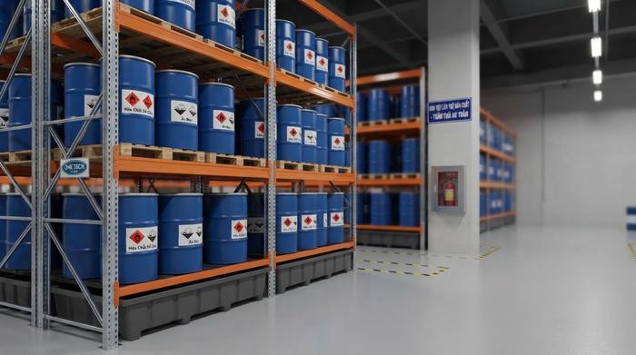 Kệ kho hóa chất Đồng Nai trong nhà kho công nghiệp Hệ thống kệ kho hóa chất Đồng Nai cho nhà kho công nghiệp