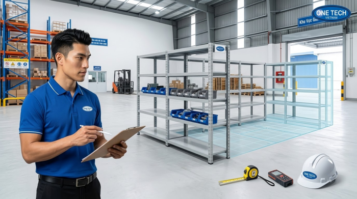 Khảo sát mặt bằng kệ kho linh kiện điện tử Đồng Nai Khảo sát mặt bằng trước khi thiết kế kệ kho linh kiện tại Đồng Nai