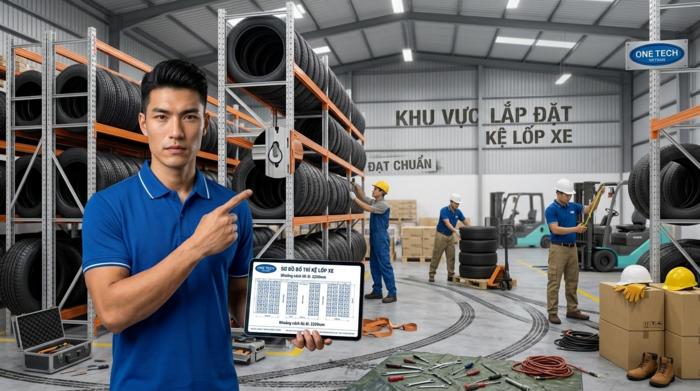Lắp đặt kệ để lốp xe tại Đồng Nai Lắp đặt kệ để lốp xe tại kho hàng Đồng Nai