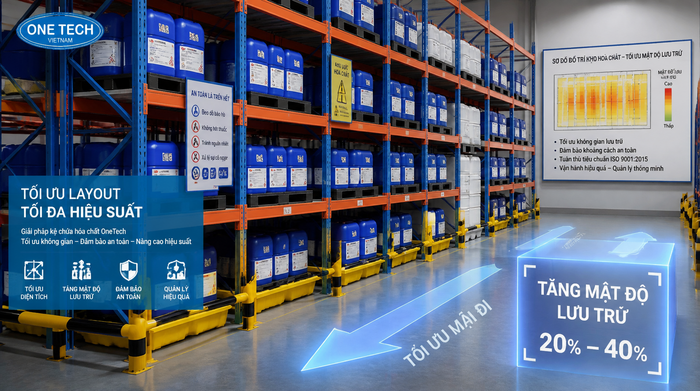 Bố trí mặt bằng kệ kho hóa chất Đồng Nai Mặt bằng bố trí kệ kho hóa chất tối ưu lối đi và mật độ lưu trữ