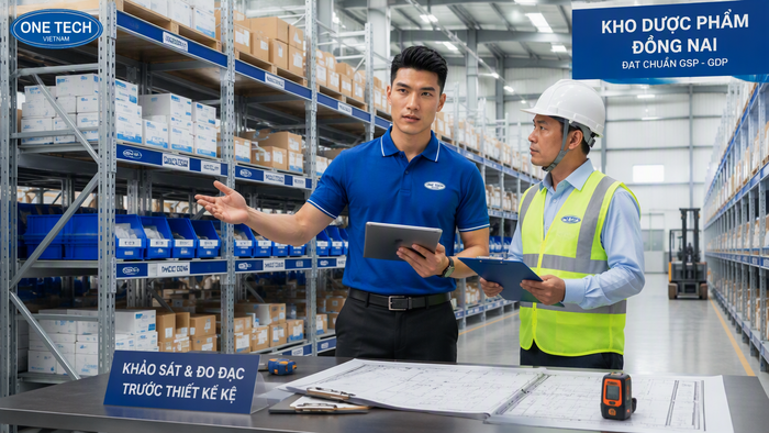 Khảo sát thực tế trước khi thiết kế kệ kho dược phẩm Đồng Nai