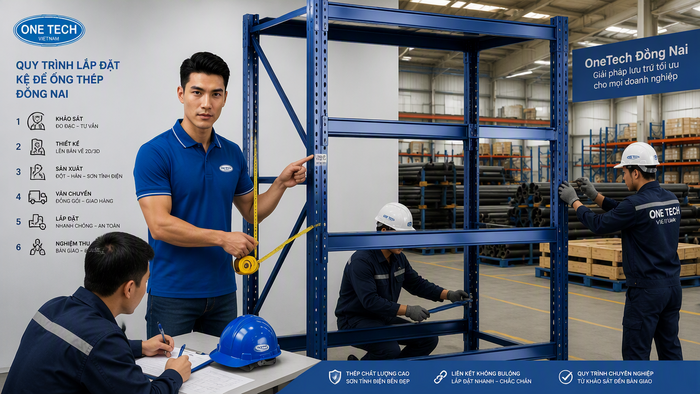 Quy trình khảo sát sản xuất lắp đặt kệ để ống thép Quy trình lắp đặt kệ để ống thép Đồng Nai