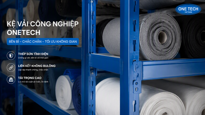 Vật liệu thép sơn tĩnh điện cho kệ chứa vải Chi tiết thép sơn tĩnh điện dùng cho kệ chứa vải trong kho công nghiệp