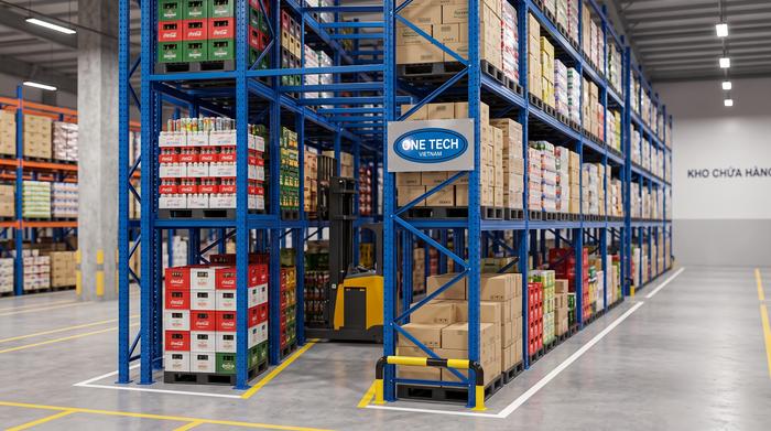 Kệ Drive-In cho kho FMCG cần mật độ lưu trữ cao tại Đồng Nai