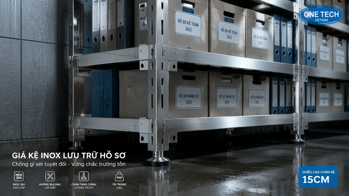 Kệ hồ sơ inox không gỉ cho môi trường ẩm Kệ hồ sơ inox không gỉ cho khu vực lưu trữ ẩm