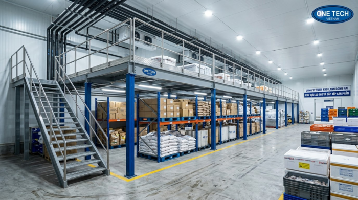 Kệ mezzanine tăng diện tích lưu trữ cho kho hải sản Đồng Nai