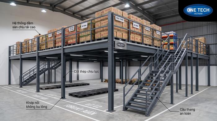 Kệ sàn Mezzanine tối ưu chiều cao kho FMCG tại Đồng Nai
