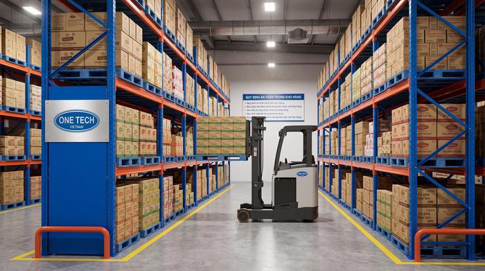 Kệ tải trọng nặng cho kho pallet siêu thị tại Đồng Nai sử dụng xe nâng