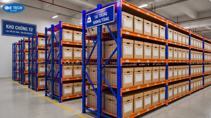 Kệ trung tải lưu trữ hồ sơ chịu tải cao Kệ lưu trữ hồ sơ chịu tải 500kg cho kho chứng từ Đồng Nai