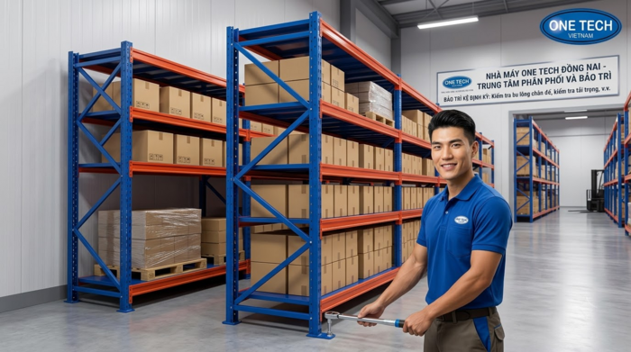Kiểm tra định kỳ kệ trung tải trong kho hàng Đồng Nai