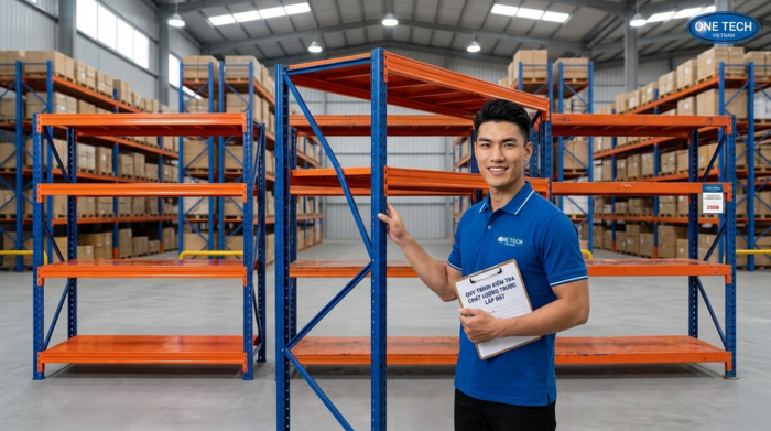 Kiểm tra kệ trung tải cũ như mới trước khi lắp đặt trong kho