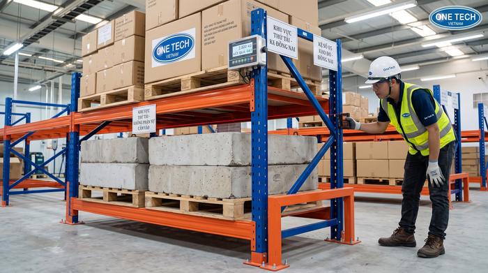 Kiểm tra tải trọng kệ kho siêu thị trước khi bàn giao tại Đồng Nai