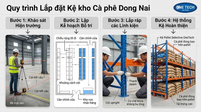 Quy trình khảo sát và lắp đặt kệ kho cà phê Đồng Nai