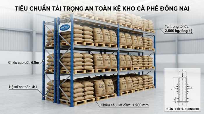 Tiêu chuẩn tải trọng an toàn cho kệ kho cà phê Đồng Nai